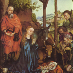 Handmade oil painting reproduction of Adoration of the Shepherds by Martin Schongauer (c. 1475–1480), hand-painted in Dafen Oil Painting Village.