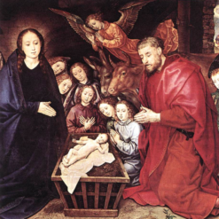 Handmade oil painting reproduction of The Adoration of the Shepherds by Hugo van der Goes (c. 1480), hand-painted in Dafen Oil Painting Village.