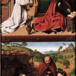 Handmade oil painting reproduction of Annunciation and Nativity by Petrus Christus (1452), hand-painted in Dafen Oil Painting Village.