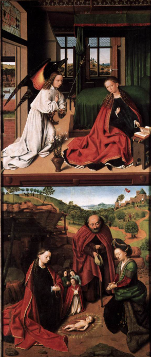 Annunciation and Nativity (1452) by Petrus Christus – Hand-Painted Oil Painting Reproduction | Dafen Village Canvas Art