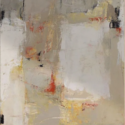 100% handmade modern abstract heavy textured oil painting in neutral grey and terracotta tones, hand-painted in Dafen Oil Painting Village.