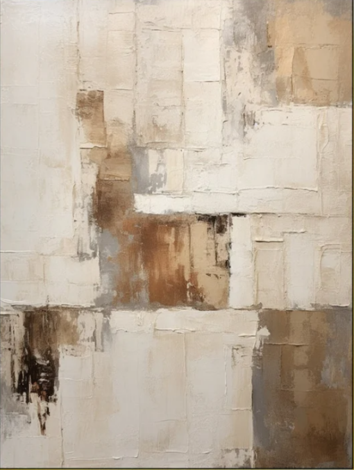 Modern Minimalist Neutral Abstract Oil Painting – 100% Hand-Painted Warm Beige & Brown Heavy Textured Canvas Art | Dafen Village Studio