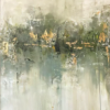 Modern Sage Green & Gold Leaf Abstract Oil Painting – 100% Hand-Painted Natural Landscape Canvas Art | Dafen Village Studio 1 Peinture à l'huile abstraite 100%, réalisée à la main dans des tons vert sauge et feuille d'or métallique, caractérisée par des coups de pinceau épais en impasto et un fond beige neutre et doux, peinte à la main au village de Dafen, célèbre pour ses peintres à l'huile.