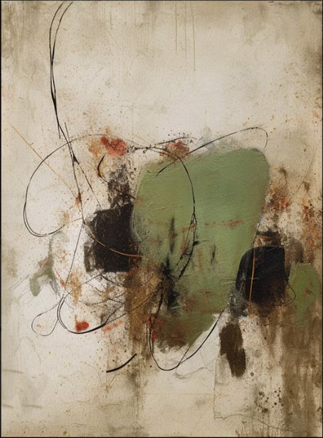 Modern Wabi-Sabi Abstract Moss Green Oil Painting – 100% Hand-Painted Canvas Art | Dafen Village Studio