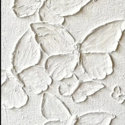 100% handmade modern vertical monochromatic pure white 3D heavy texture butterfly relief oil painting, hand-painted in Dafen Oil Painting Village.