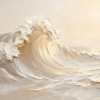 Modern Neutral 3D Heavy Texture Golden Ocean Wave Oil Painting – 100% Hand-Painted Cream Canvas Art | Dafen Village Studio 1 100% handmade modern horizontal neutral beige and gold 3D heavy texture ocean wave oil painting, hand-painted in Dafen Oil Painting Village.