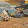 Reproduction d'une peinture à l'huile réalisée à la main, intitulée « Pêcheuses sur la plage » de Joaquín Sorolla, par l'atelier Dafen