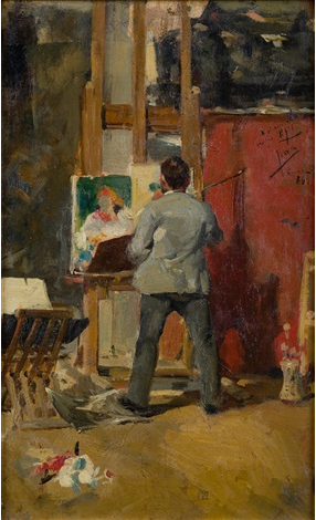 Joaquín Sorolla – Sorolla Pintando en su Estudio de Roma (1886) | Hand-Painted Oil Painting Reproduction | Dafen Studio