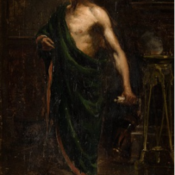 Hand-painted oil painting reproduction of Figura de un romano con túnica. Academia by Joaquín Sorolla from Dafen studio