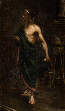 Joaquín Sorolla – Figura de un romano con túnica. Academia (1882) | Hand-Painted Oil Painting Reproduction | Dafen Studio
