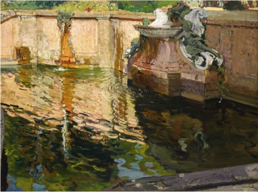 Joaquín Sorolla – La fuente de los caballos, La Granja (1907) | Reproducció de Pintura a l’Oli Feta a Mà | Estudi Dafen