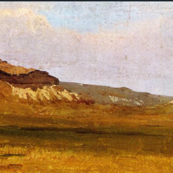 Hand-painted oil painting reproduction of Chimney Rock by Albert Bierstadt