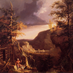 Hand-painted oil painting reproduction of Daniel Boone Sitting at the Door of His Cabin on the Great Osage Lake 1826 by Thomas Cole