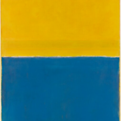 Hand-painted oil painting reproduction of Mark Rothko Untitled (Yellow and Blue) 1954 featuring large yellow and blue abstract color fields by Dafen Village studio.