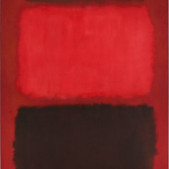 Hand-painted oil painting reproduction of Mark Rothko Brown and Blacks in Reds 1957 featuring stacked dark color fields on red canvas by Dafen Village studio.