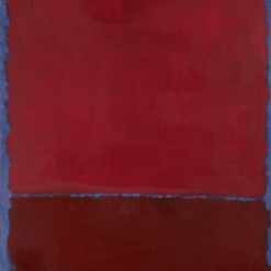 Hand-painted oil reproduction of Mark Rothko Untitled (Red and Burgundy Over Blue) 1969 featuring vibrant red, deep burgundy, and blue color fields by Dafen Village studio.