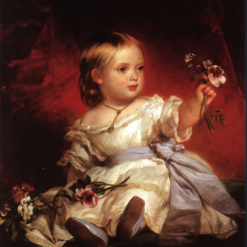 Hand-painted oil painting reproduction of Franz Xaver Winterhalter's 1842 portrait of infant Victoria Princess Royal in a white lace dress.