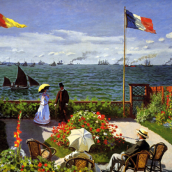 Claude Monet Garden at Sainte-Adresse (1867) Hand-Painted Oil Painting Reproduction on Canvas