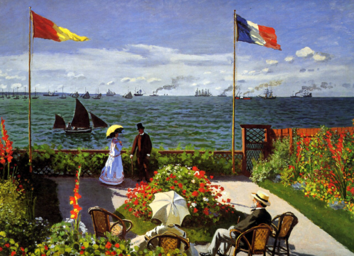 Claude Monet Garden at Sainte-Adresse (1867) Hand-Painted Oil Painting Reproduction on Canvas