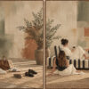Mediterranean Afternoon Diptych Oil Painting: Bohemian Lifestyle & Modern Color Field Art on Linen Canvas 1 Mediterranean Afternoon Diptych Oil Painting: Bohemian Lifestyle & Modern Color Field Art on Linen Canvas