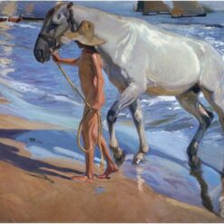 Hand-painted oil painting reproduction of Joaquín Sorolla Washing the Horse by Dafen studio