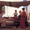 A Flower Stall (1880) by John William Waterhouse - Hand-Painted Oil Painting Reproduction 2 Hand-painted oil painting reproduction of A Flower Stall 1880 by John William Waterhouse