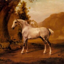 Reproduction peinte à la main à l'huile de l'œuvre « Un étalon gris dans un paysage » de George Stubbs, réalisée par Dafen Village Studio
