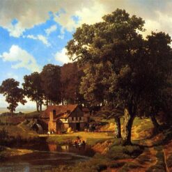 Hand-painted oil painting reproduction of A Rustic Mill by Albert Bierstadt