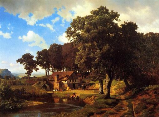 A Rustic Mill by Albert Bierstadt – Hand-Painted Oil Painting Reproduction