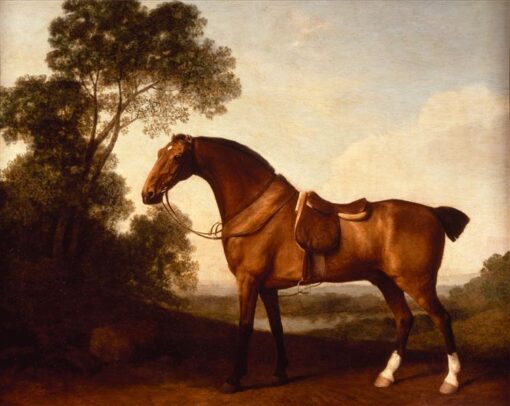 George Stubbs / A Saddled Bay Hunter (1786) Romanticism – Hand-Painted Oil Reproduction by Dafen Village Studio