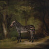 George Stubbs / A Zebra (1763) - Hand-Painted Oil Reproduction by Dafen Village Studio 1 Reproduction à l'huile peinte à la main de l'œuvre de George Stubbs datant de 1763, intitulée ' A Zebra », représentant un zèbre exotique dans un décor de forêt anglaise.