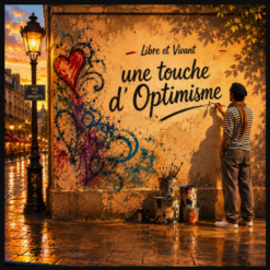 Peintre de rue parisien " Une Touche d'Optimisme " Peinture à l'huile | Toile peinte à la main