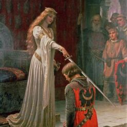 Reproduction peinte à la main à l'huile du tableau *The Accolade* d'Edmund Blair Leighton