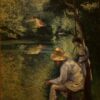 Gustave Caillebotte: Angling (Pêche à la ligne, 1878) Impressionist Masterpiece – Hand-Painted Oil Reproduction by Dafen Village Studio 2 Hand-painted oil painting reproduction of Gustave Caillebotte Angling showing figures fishing along a lush sunlit riverbank