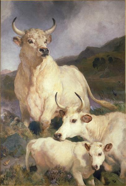 Edwin Henry Landseer – The Wild Cattle of Chillingham (1867) Romanticism Wildlife Art – Hand-Painted Oil Reproduction by Dafen Village Studio
