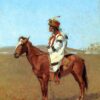 Frederic Remington / A Blackfoot Chief (1897) Western Art – Hand-Painted Oil Reproduction by Dafen Village Studio 2 Hand-painted oil reproduction of Frederic Remington A Blackfoot Chief depicting a Native American leader on horseback