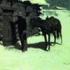 Frederic Remington The Belated Traveler Hand-Painted Oil Painting Reproduction by Dafen Village Studio 2 Hand-painted oil reproduction of Frederic Remington's Western painting The Belated Traveler on canvas