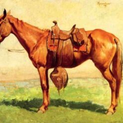 Hand-painted oil reproduction of Frederic Remington's Western painting Cow Pony on canvas