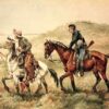 Frederic Remington The Couriers Hand-Painted Oil Painting Reproduction by Dafen Village Studio 2 Hand-painted oil reproduction of Frederic Remington's Western painting The Couriers on canvas