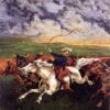 Frederic Remington Prairie Fire Hand-Painted Oil Painting Reproduction by Dafen Village Studio 1 Hand-painted oil reproduction of Frederic Remington's Western painting Prairie Fire on vertical canvas