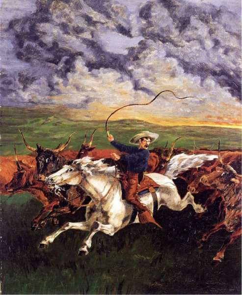 Frederic Remington Prairie Fire Hand-Painted Oil Painting Reproduction by Dafen Village Studio