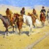 Frederic Remington Pony Tracks in the Buffalo Trails Hand-Painted Oil Painting Reproduction by Dafen Village Studio 1 Hand-painted oil reproduction of Frederic Remington's Western painting Pony Tracks in the Buffalo Trails on canvas