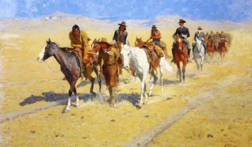Frederic Remington Pony Tracks in the Buffalo Trails Hand-Painted Oil Painting Reproduction by Dafen Village Studio