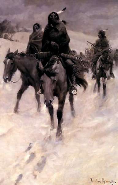Frederic Remington On the Trail Hand-Painted Oil Painting Reproduction by Dafen Village Studio