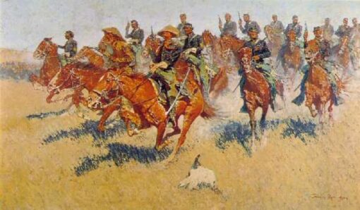 Frederic Remington / The Cavalry Charge (1907) Western Art – Hand-Painted Oil Reproduction by Dafen Village Studio