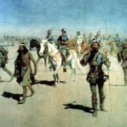 Hand-painted oil reproduction of Frederic Remington's historical painting Coronado sets out to the north on canvas