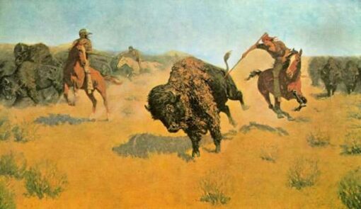 Frederic Remington The Buffalo Runners Hand-Painted Oil Painting Reproduction by Dafen Village Studio