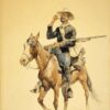 Frederic Remington A Mounted Infantryman Hand-Painted Oil Painting Reproduction by Dafen Village Studio 1 Hand-painted oil reproduction of Frederic Remington's military artwork A Mounted Infantryman on vertical canvas