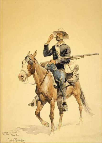 Frederic Remington A Mounted Infantryman Hand-Painted Oil Painting Reproduction by Dafen Village Studio