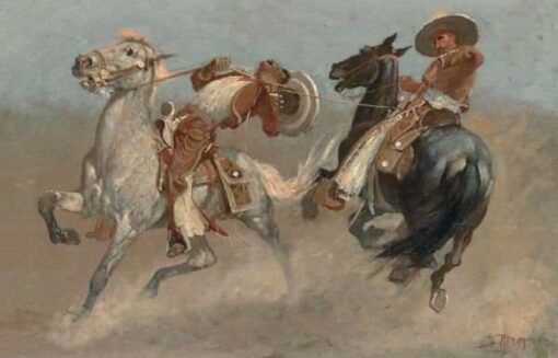 Frederic Remington / Cowboy Fun In Old Mexico (1889) Western Art – Hand-Painted Oil Reproduction by Dafen Village Studio